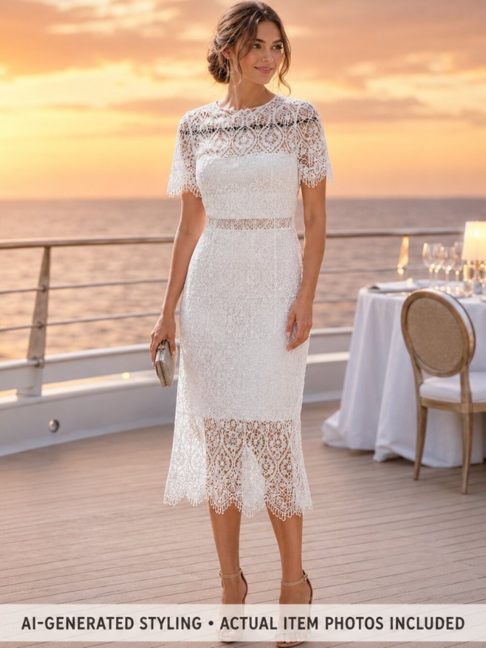 Lulus Remarkable White Lace Midi Dress NWT M Wedding Bridal Shower - Romantic